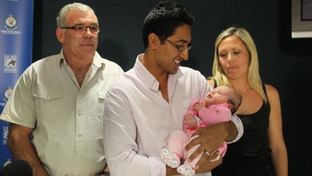 Appeal: Emma DeSilva's father, Keith Freeman and sister Sarah, with her then husband Peter DeSilva and an unharmed baby Eloise after the accident in 2011.