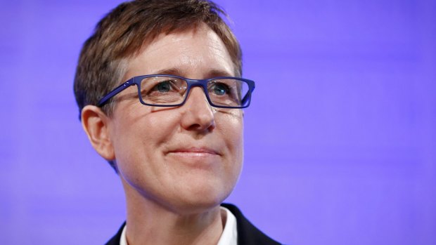 Sally McManus, Secretary of the Australian Council of Trade Unions, at the National Press Club.