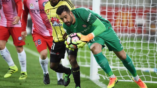 Melbourne City's Dean Bouzanis stepped up in the round one A-League match against Phoenix in Wellington after goalkeeper Thomas Sorenson was red-carded.