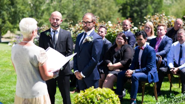 Andy John and Craig Roach during the ceremony in New Zealand.