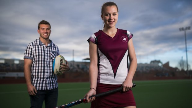Tuggeranong vikings hockey player, Ellen Cornish and her brother Mitch Cornish who plays for the Raiders.
