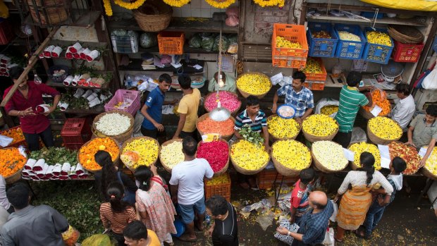 The flower market at Dadar Mumbai.