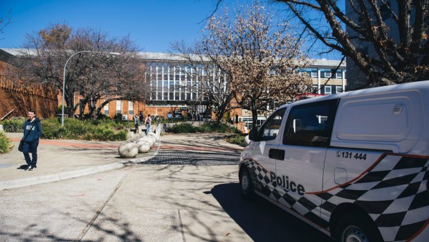 Scenes at the ANU after the alleged attack at the Copland building.