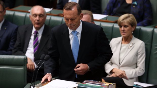 Prime Minister Tony Abbott speaks on the search for flight MH370 on Thursday. 