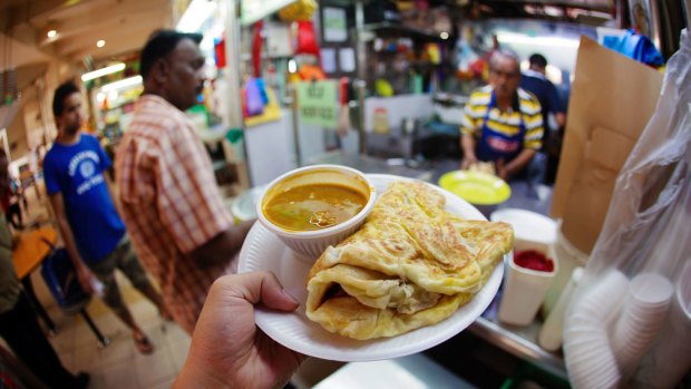A roti stall at a hawker centre in Little India.