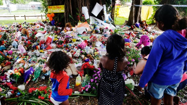 The makeshift memorial for eight children killed in Cairns.