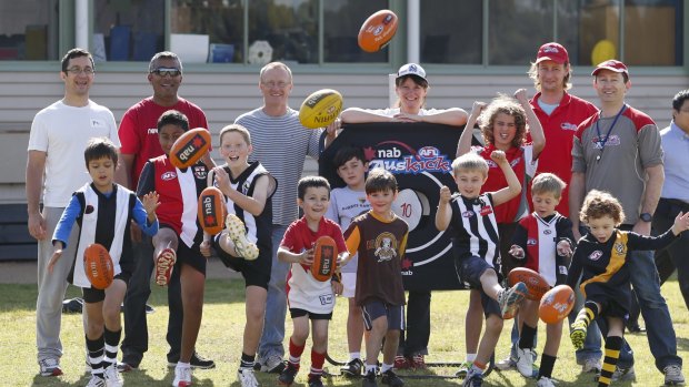 Participants of the AFL Auskick program at Oakleigh South Primary school.