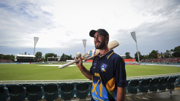 Glenn Maxwell smashed 136 for the Prime Minister's XI at Manuka Oval last year.