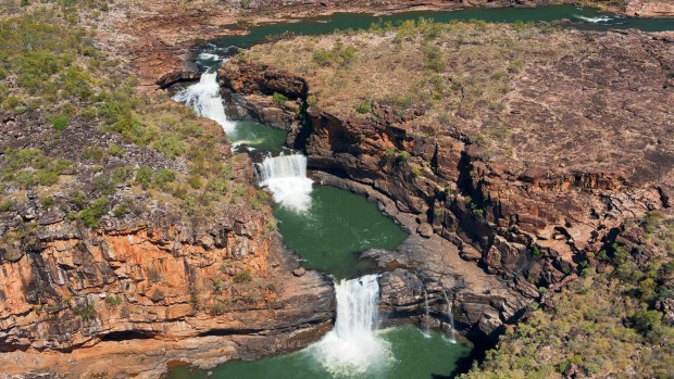 Aerial shot of Mitchell Falls after the wet season.