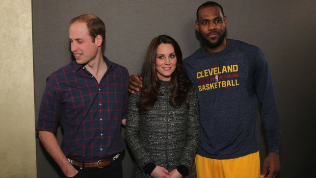 Up close: NBA star LeBron James welcomes the Duke and Duchess of Cambridge to New York.