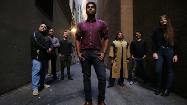 Heading for the festival: <i>Riz</i> star Varun Fernando out front, behind (from left) co-directors Guido Gonzalez and S. Shakthidharan and actors Jamie Meyer-Williams, Anandavalli, Firdaws Adelpour and Sophie Hawkshaw.