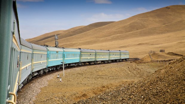 Trans Mongoian railway: Approaching Ulan Baator.