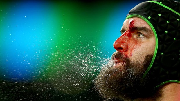 A portrait of a rugby player: A bloodied Scott Fardy during the 2015 Rugby World Cup semi-final between Argentina and Australia at Twickenham.
