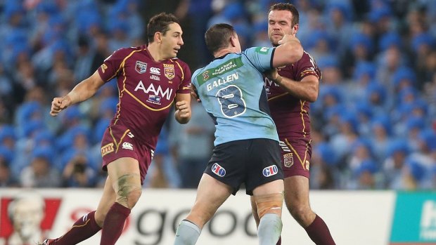 Tipping point: NSW forward Paul Gallen punches Queensland forward Nate Myles during the first match of the 2013 State of Origin series at ANZ Stadium.