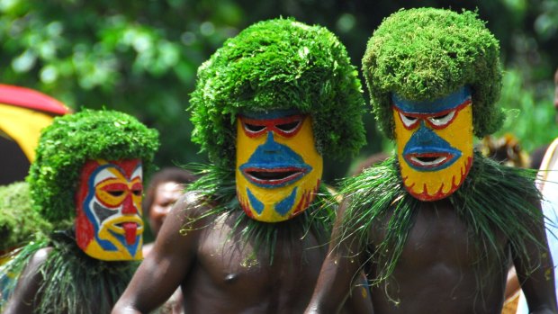 Meeting the locals in PNG with Heritage Expeditions.
