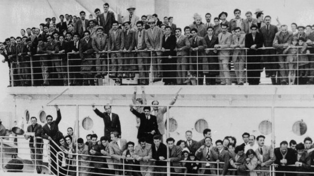 Welcome to your new home: Italian migrants arriving in Australia in 1957.

