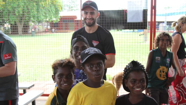 The Bombers, including Adam Saad, spent time training and learning about the local indigenous community. 