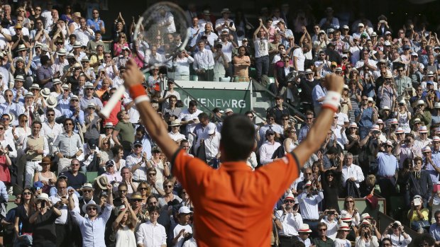 A win in France against Nadal is rare indeed: Djokovic celebrates.