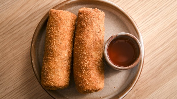 Pan rolls, a crumbed crepe filled with spicy mince or vegetables, are quick to eat but slow to make.