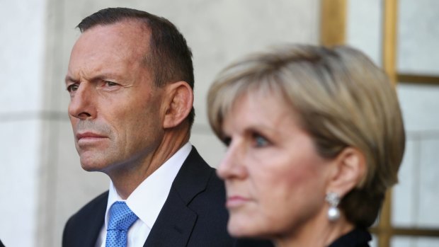 Foreign Minister Julie Bishop with former prime minister Tony Abbott.