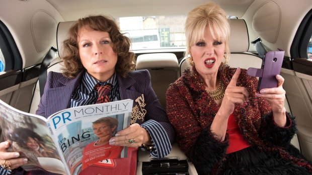 Jennifer Saunders as Edina and Joanna Lumley as Patsy in their new film verson of <i>Absolutely Fabulous</i>.