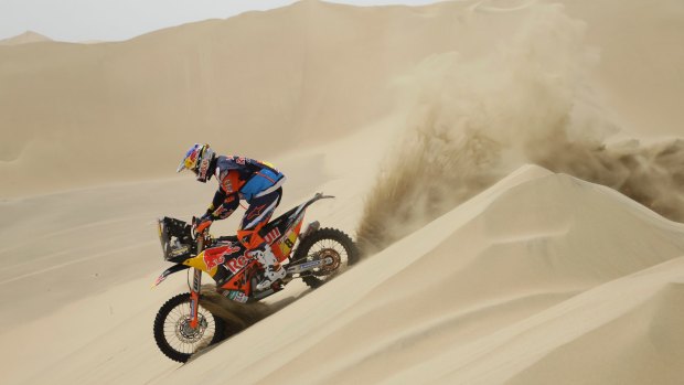 Toby Price rides the first stage of the 2018 Dakar Rally.