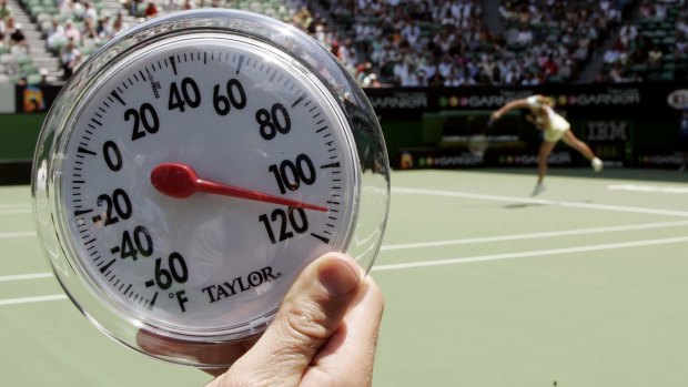 Hot, hot, hot: The temperature on Rod Laver Arena in 2007, during the first round.