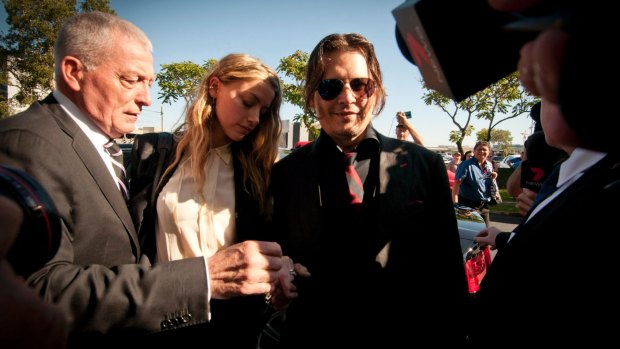 Johnny Depp and Amber Heard at a Queensland court in April 2016.