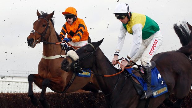 Many Clouds (right) collapsed at Cheltenham after the Betbright Trial Cotswold Chase.