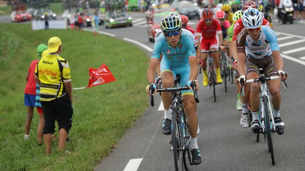 Vincenzo Nibali leads a breakaway during stage seven.