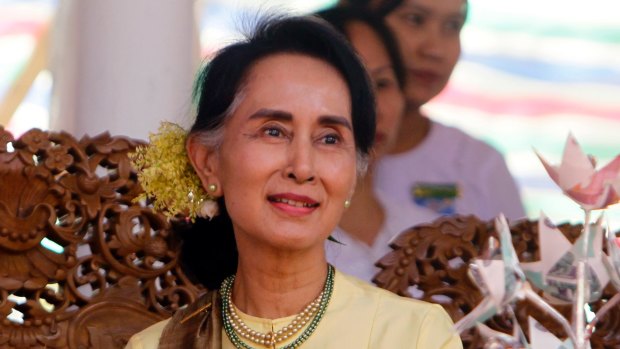 On track for victory: Aung San Suu Kyi. 