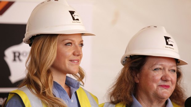 Her timing wasn't great but Gina Rinehart, pictured with daughter Ginia, farewelled the first ore from her Roy Hill project in December.