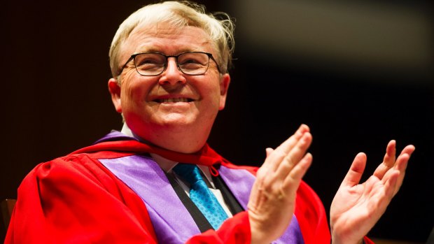 Kevin Rudd at the ANU ceremony on Friday.