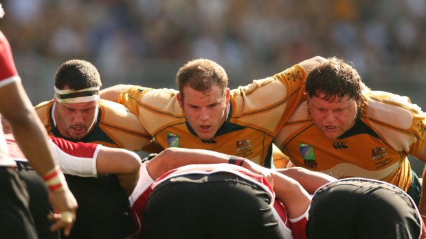 Stephen Moore, centre, at the 2007 World Cup.