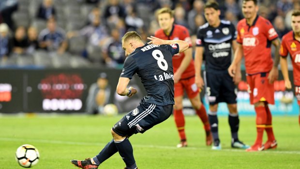 Spot of bother: Melbourne striker Besart Berisha failed to convert his penalty attempt.