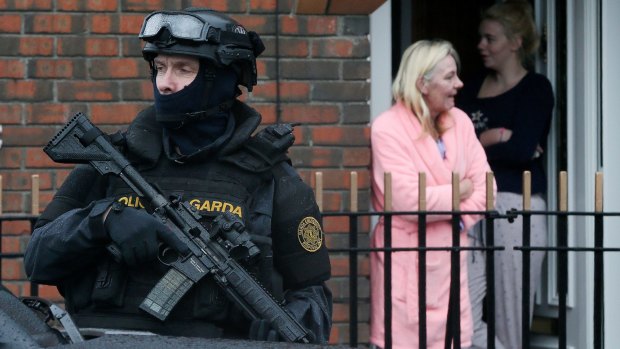 Armed police from the force's Emergency Response Unit on patrol, as gang violence resulted in two murders in four days in Dublin.