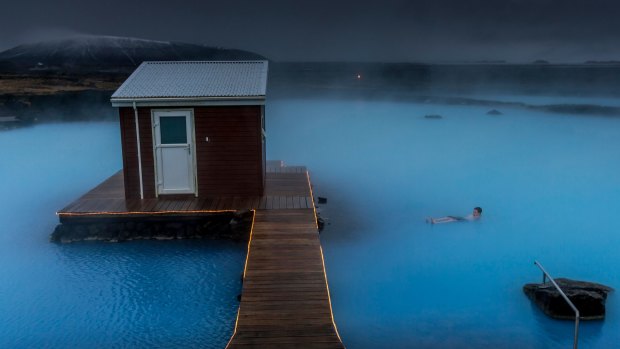 The Myvatn Nature Baths steam mysteriously in the Icelandic mist.