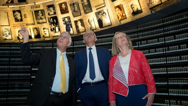 Malcolm Turnbull, pictured at the Yad Vashem Holocaust Museum in Jerusalem, said Australia supported a two-state solution but would not be drawing the line for a boundary.