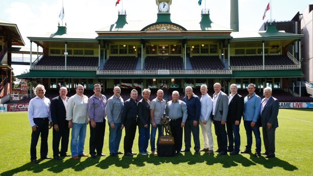 Blue and gold royalty: Rob Rowland-Smith (conditioner), Ray Price (captain), Terry Leabeater, John Muggleton, Eric Grothe, Michael Moseley, Paul Taylor, Peter Sterling, John Monie (coach), Mick Cronin, Mick Delroy, Peter Wynn, Tony Chalmers, Mark Laurie, Jersey Komorowski (trainer).