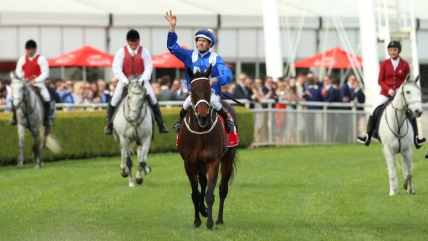 Winners: Winx secured all but one top vote in the Australian horse of the year award on Thursday night. Jockey Hugh Bowman also landed a gong as most successful group 1 jockey.