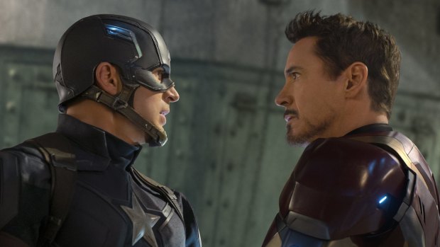  (from left): Captain America/Steve Rogers (Chris Evans) and Iron Man/Tony Stark (Robert Downey Jnr) 