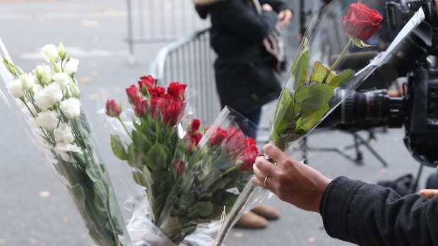 The scene outside the Bataclan theatre the morning after the attacks.