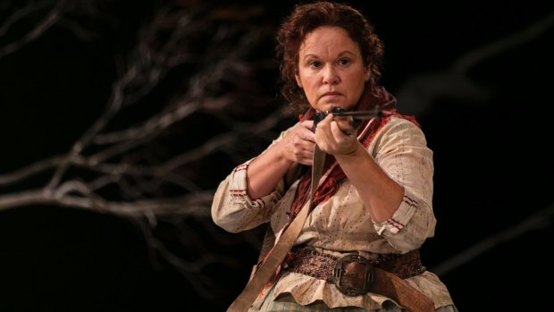 Leah Purcell as the heavily pregnant Molly in <i>The Drover's Wife</i>.