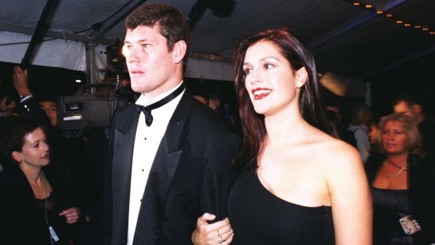 James Packer and Kate Fischer before their engagement ended abruptly in 1998.