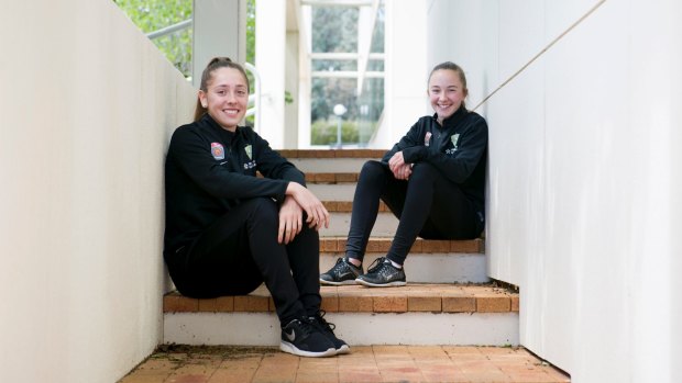 Karly Roestbakken and Laura Hughes are two of the new youthful Canberra United recruits.