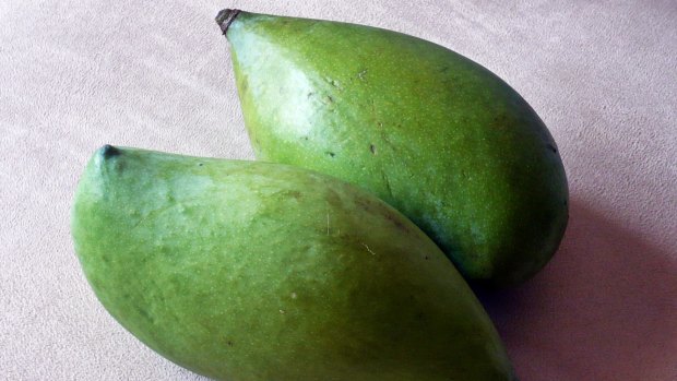 Green mangoes.