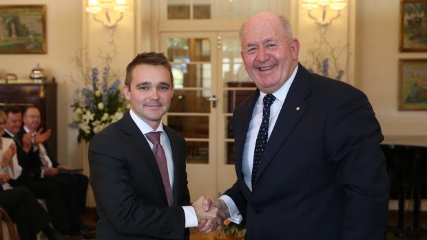 Wyatt Roy (left) with Governor-General Sir Peter Cosgrove, is only two days into his new role but has already spoken to industry leaders.