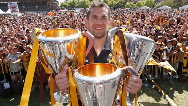 Threepeat: Hawks skipper Luke Hodge.