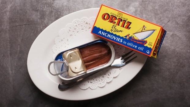 Fat, fruity, salty Ortiz anchovies, an optional extra to add to a pizza.