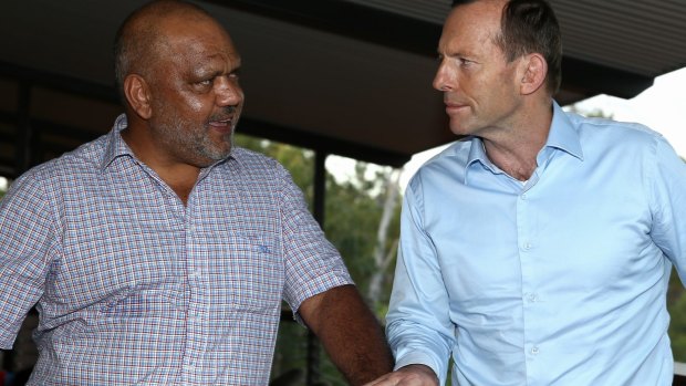 Noel Pearson with Prime Minister Tony Abbott during the PM's visit to North East Arnhem Land last year.